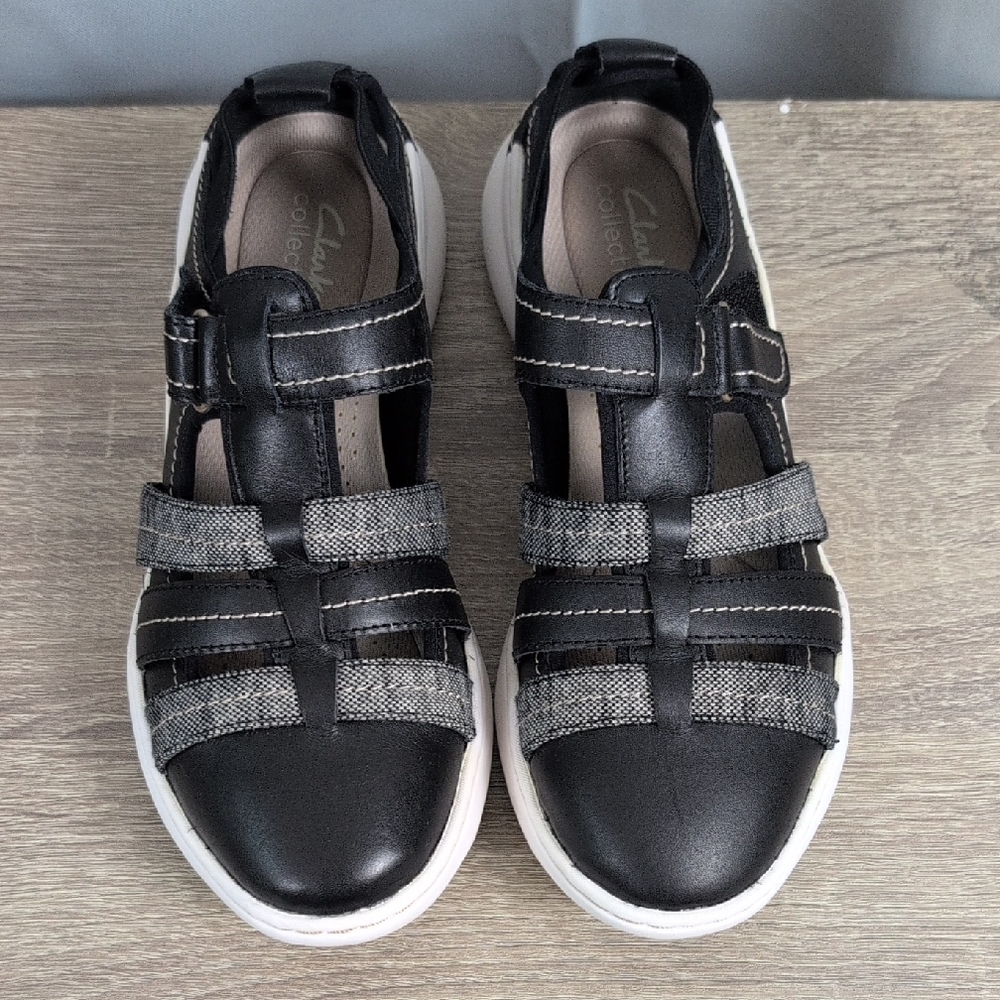 Clarks Black and Gray Women's Sandals, Teagan Step Sneakers‎